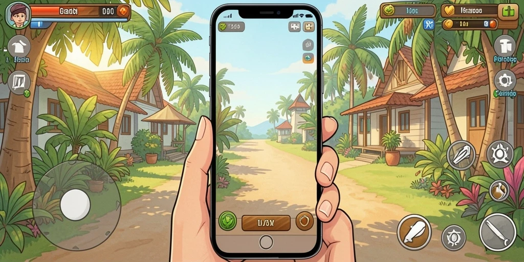 Screenshot menampilkan karakter utama yang sedang berpetualang.